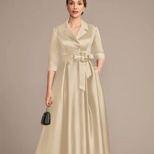 Elegant champagne satin high/low dress